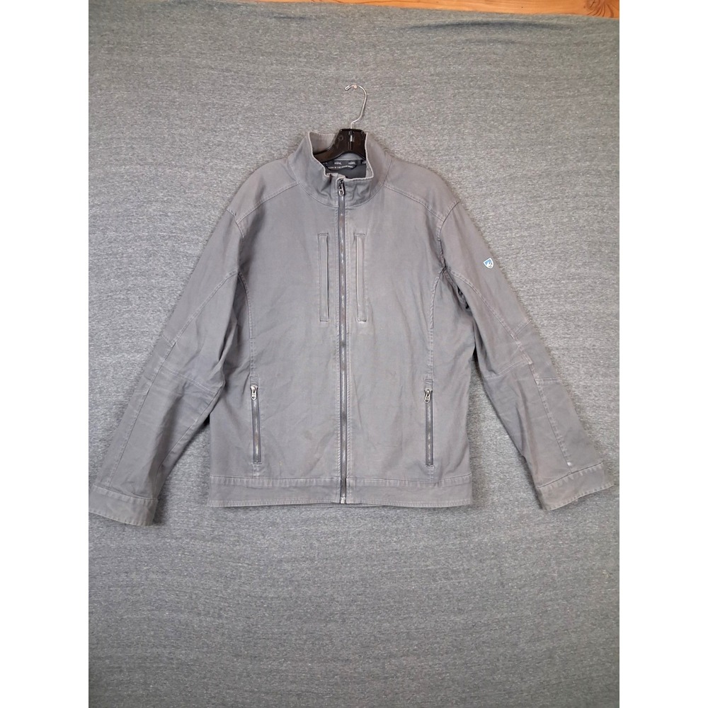 Kuhl Mens Jacket XL Gray Double Kross Canvas Lined Gorpcore Utility Rugged Earth